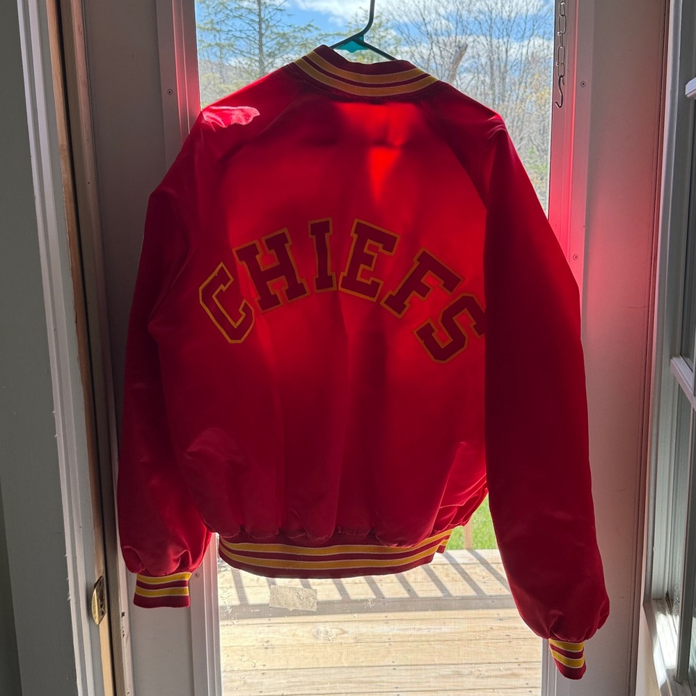 Kansas City Chiefs Red Bomber Jacket - Men's Team Satin Varsity - Picture 2 of 4